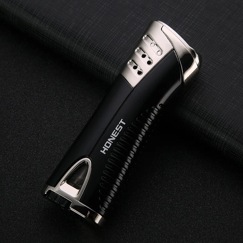 

HONEST Portable Metal Windproof Butane Gas Turbo Lighter Creative Outdoor Cigar Torch Jet Lighter Personalized Men's Gifts