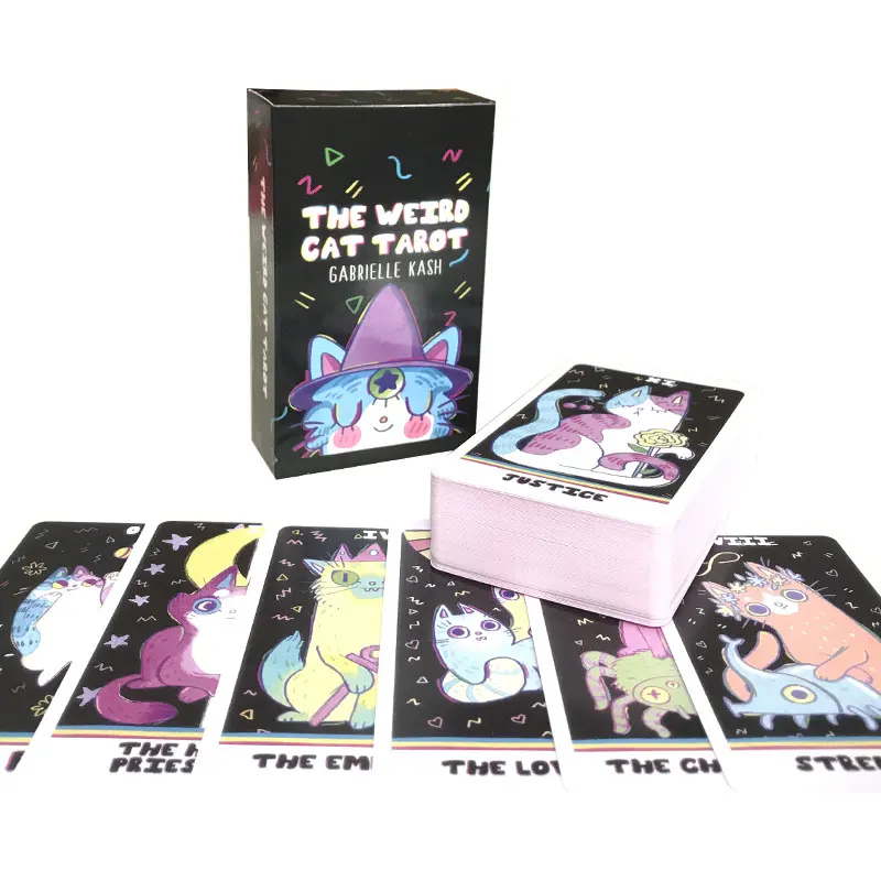 Hot sales Cat Tarot Oracle Card Fate Divination Prophecy Card Family Party Game Tarot 78 Card Deck PDF Guide