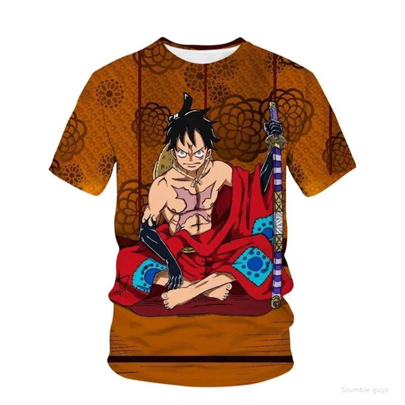 Sommer-Kinder-T-Shirt „One Piece“ mit klassischem Mihawk-Aufdruck, lässige Jungenkleidung, Mädchen-Kurzarm-Trikot für Herren