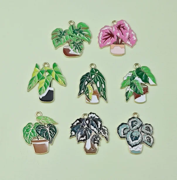 Lot 10 Pcs Green Rose Potted Plant Pendants Charms Jewelry Making  Earrings Pendants Necklaces Bracelets DIY Accessories