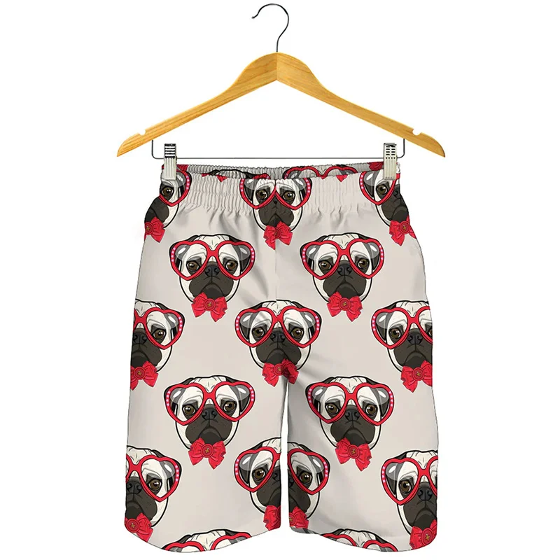 Cute Pets Pug Dog 3d Print Beach Shorts Kids Summer Street Oversized Short Pants Men Surf Board Shorts Cool Swimming Trunks