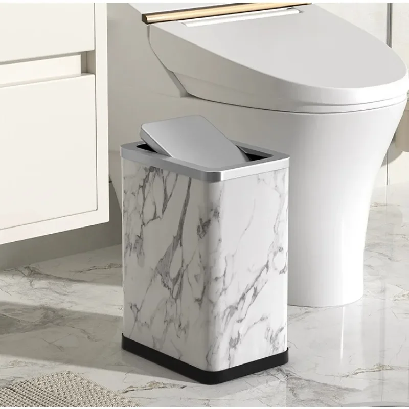 Bathroom trash can household simple high-value crevice toilet light luxury shake cover living room bedroom with cover flip type