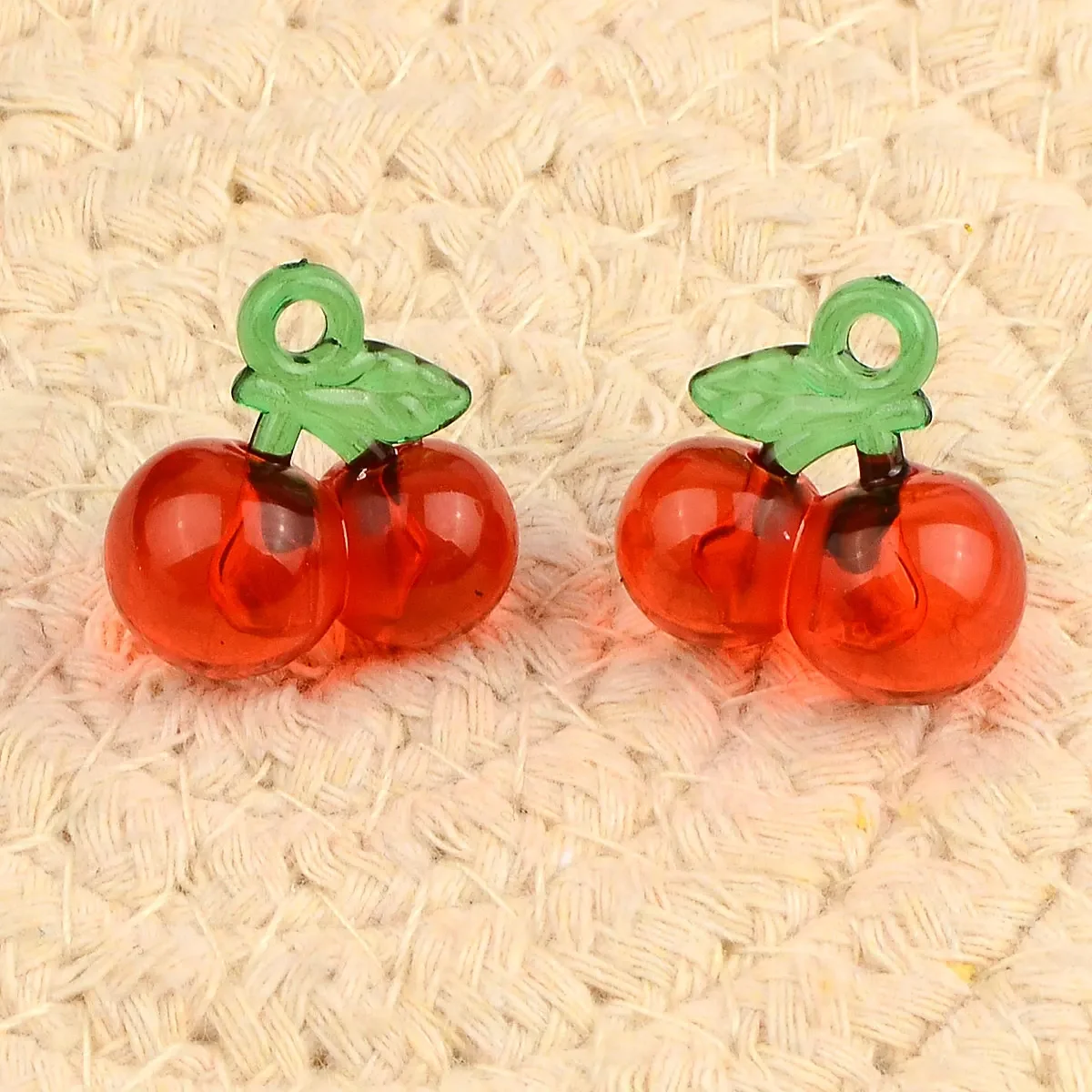 20pcs 1.9cm Christmas Eve Red Cherry Shape Transparent Acrylic Beads DIY Earring Bracelet Phone Chain Accessories Supplies