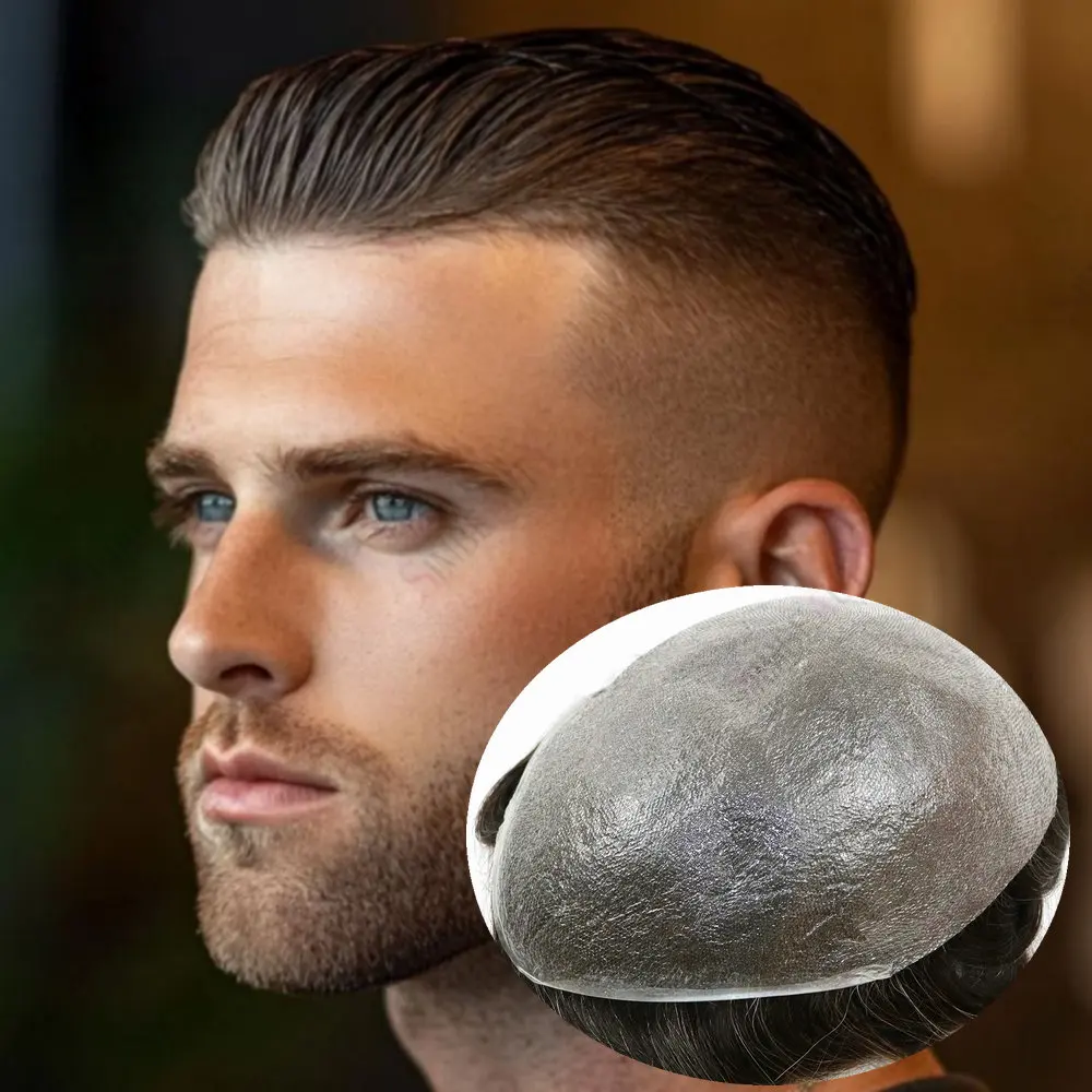 

Men's Capillary Prosthesis 0.03 Ultra Thin Skin Toupee Realistic Wig Man Blonde Grey Human Hair Undetectable Microskin System