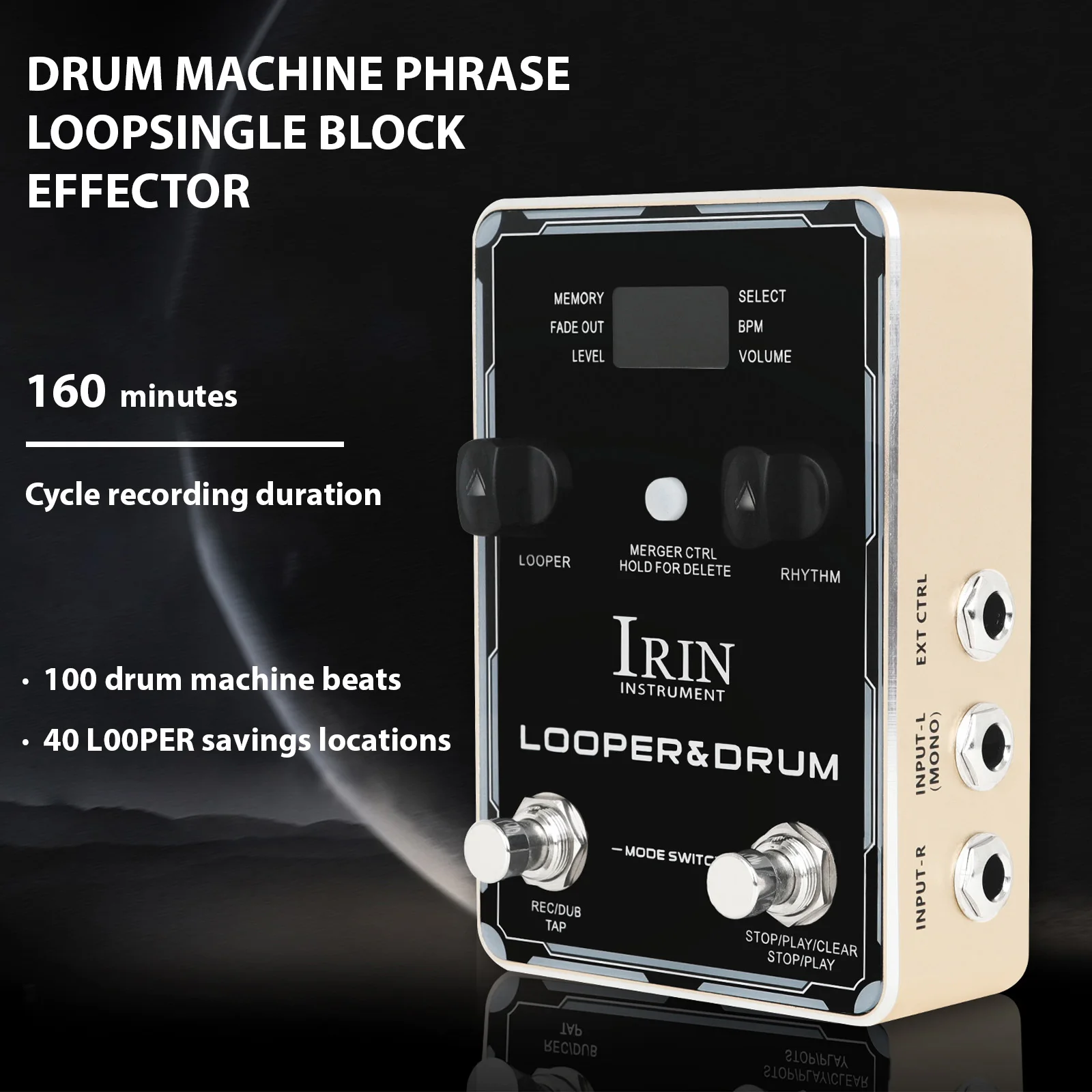 IRIN Electric Guitar Effects Pedal Looper Drum Pedal 44.1kHz/24bit Phrase Loop 160 Minutes Recording Time Guitar Accessories