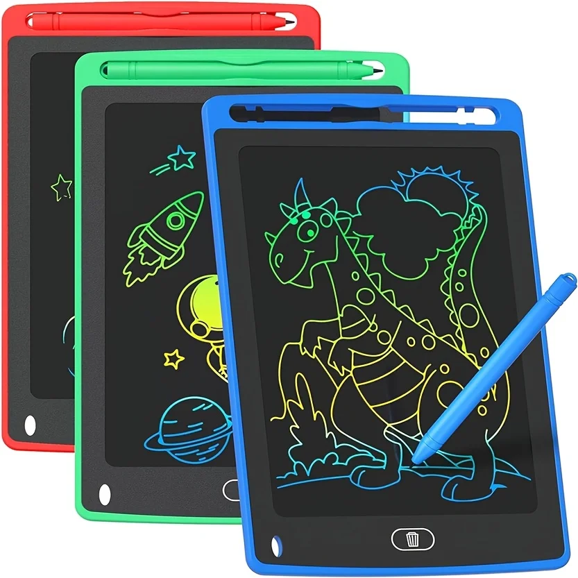 3 pacote de tablet de escrita lcd para crianças, 8.5 Polegada colorido doodle board desenho tablet, aprendizagem educacional brinquedos presentes de aniversário