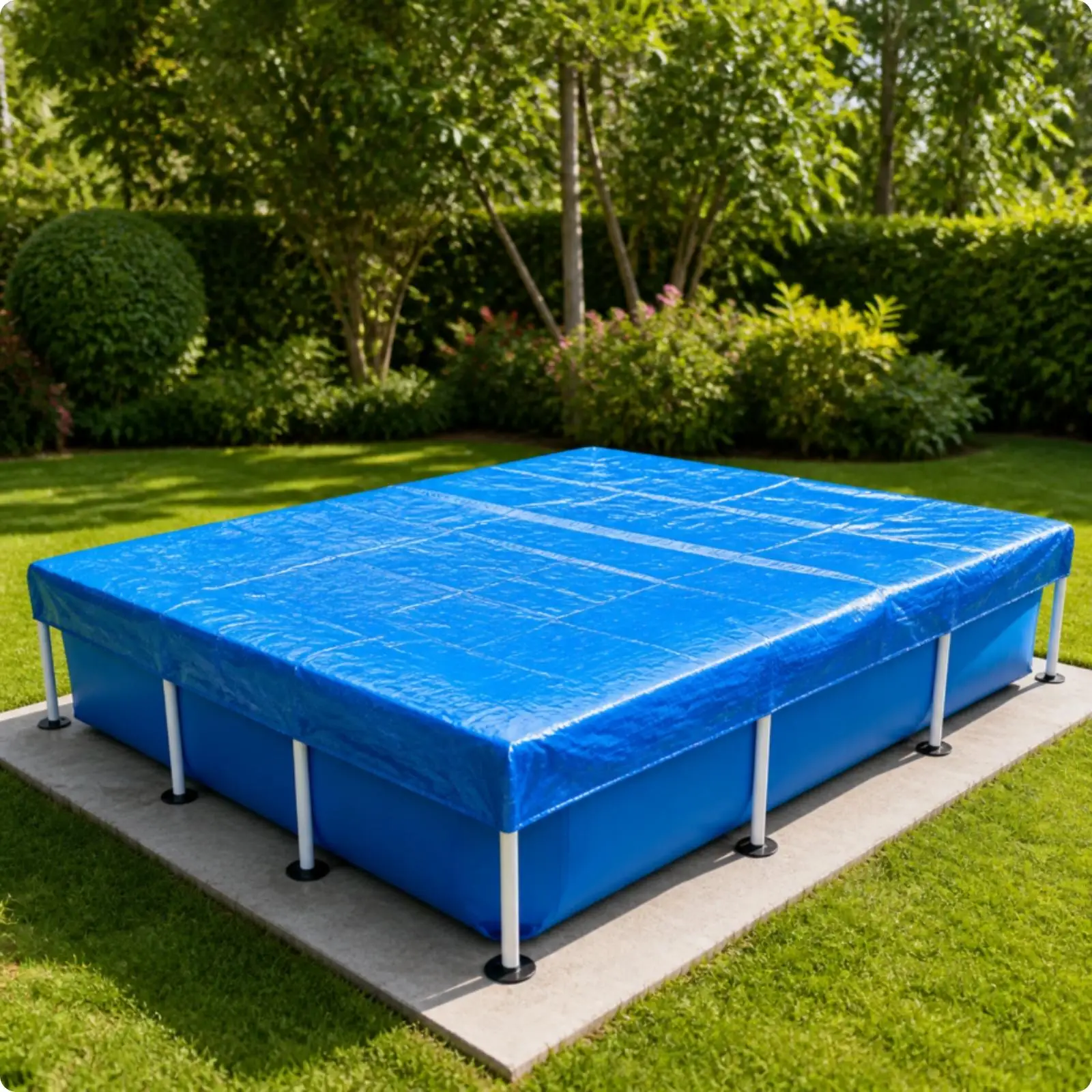 Rectangular Framed Pool Topper Waterproof Foldable Pool Topper for Home Pools, Outdoor Recreation Areas, Camping Setups