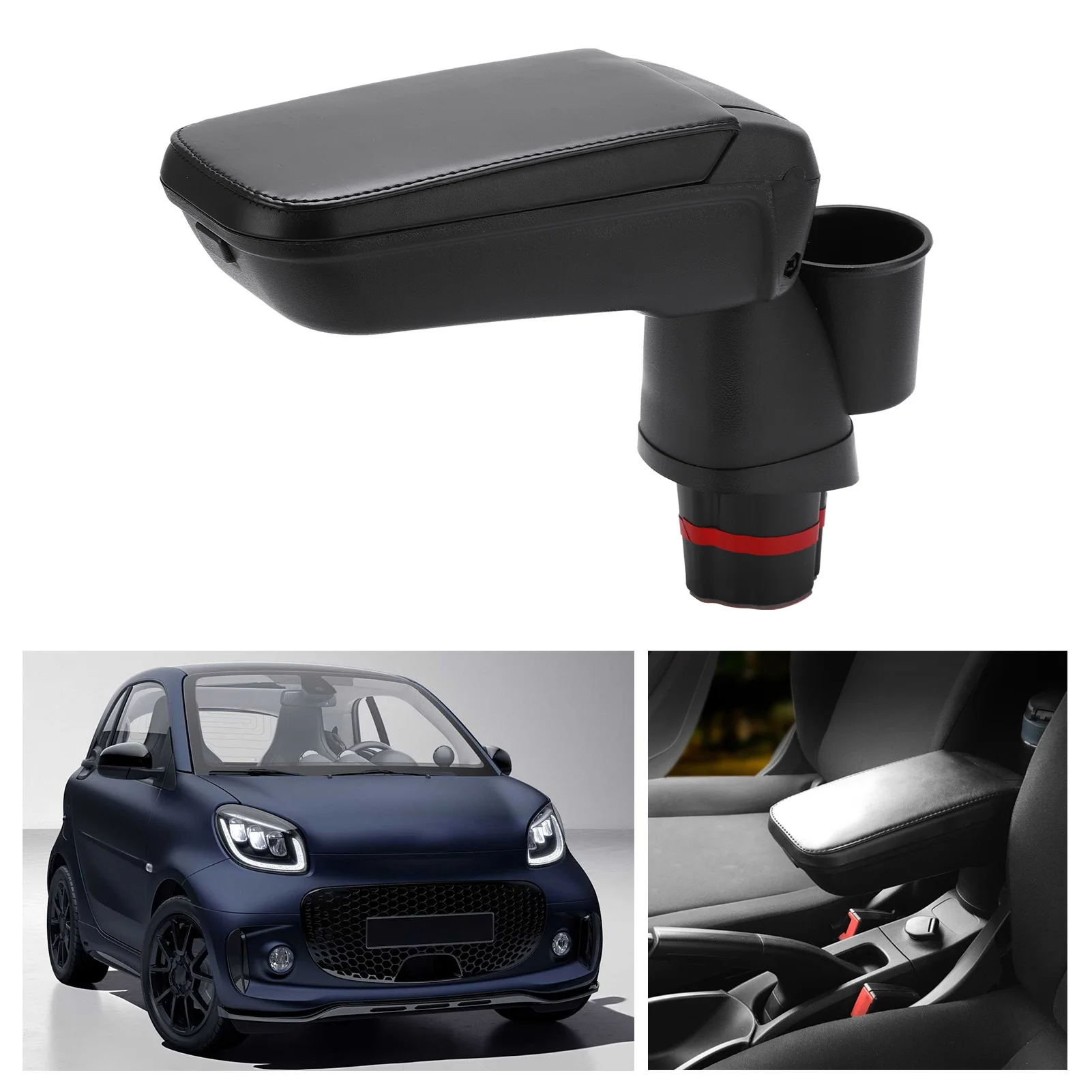 Central Armrest Box with Water Cup Holder Replacement for Mercedes Smart Fortwo Forfour 453 15-19 Water Cup Holder Car Cup Stand