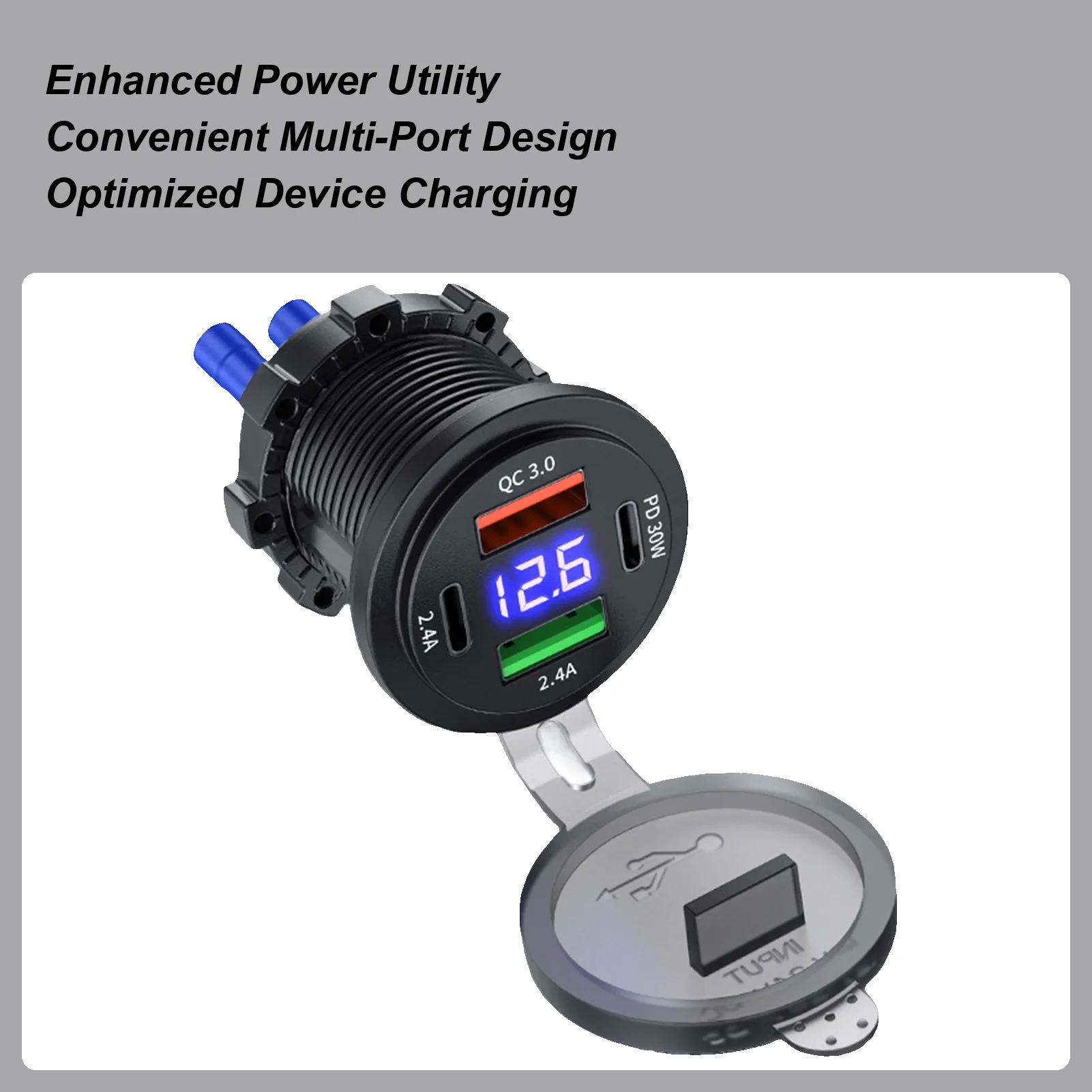 

Автомобильное зарядное устройство USB с цифровым дисплеем PDQC3.0 Type-C, адаптер для телефона, быстрое зарядное устройство для автомобиля, мотоцикла, грузовика, лодки, морского транспорта, автофургона