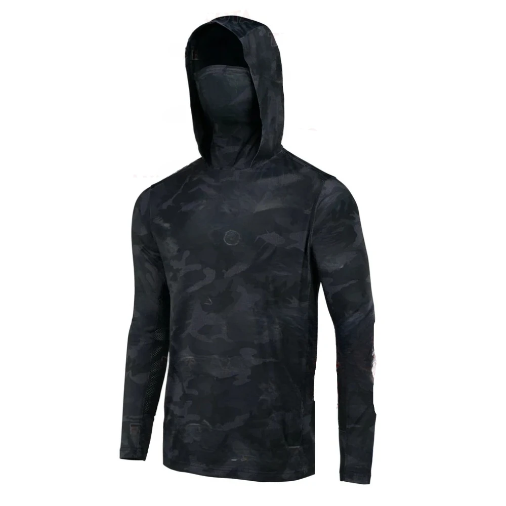 Fishing Shirt UPF50 Fish Hoodies Men Mask Cap Hoody Fishing Shirts Camisa Angling Tops Wear Fishing Clothing Moisture Wicking