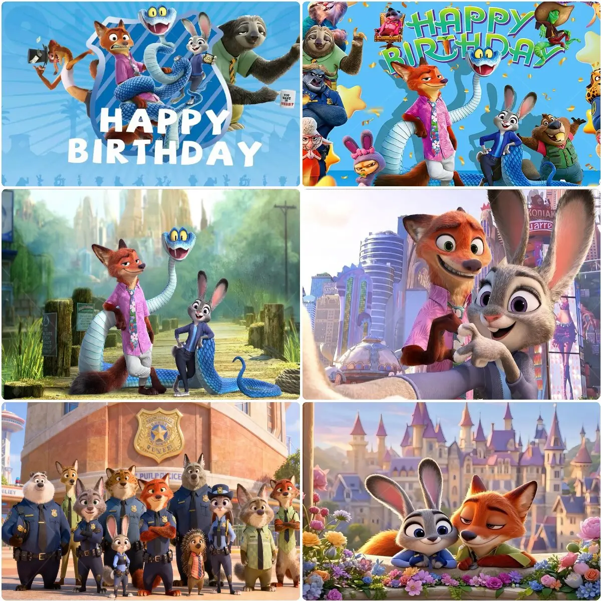 Décor de fête sur le thème Disney Zootopias2, toile de fond mignonne Zootopias, fournitures de fête d'anniversaire pour enfants, bannière décorative, baptême de bébé