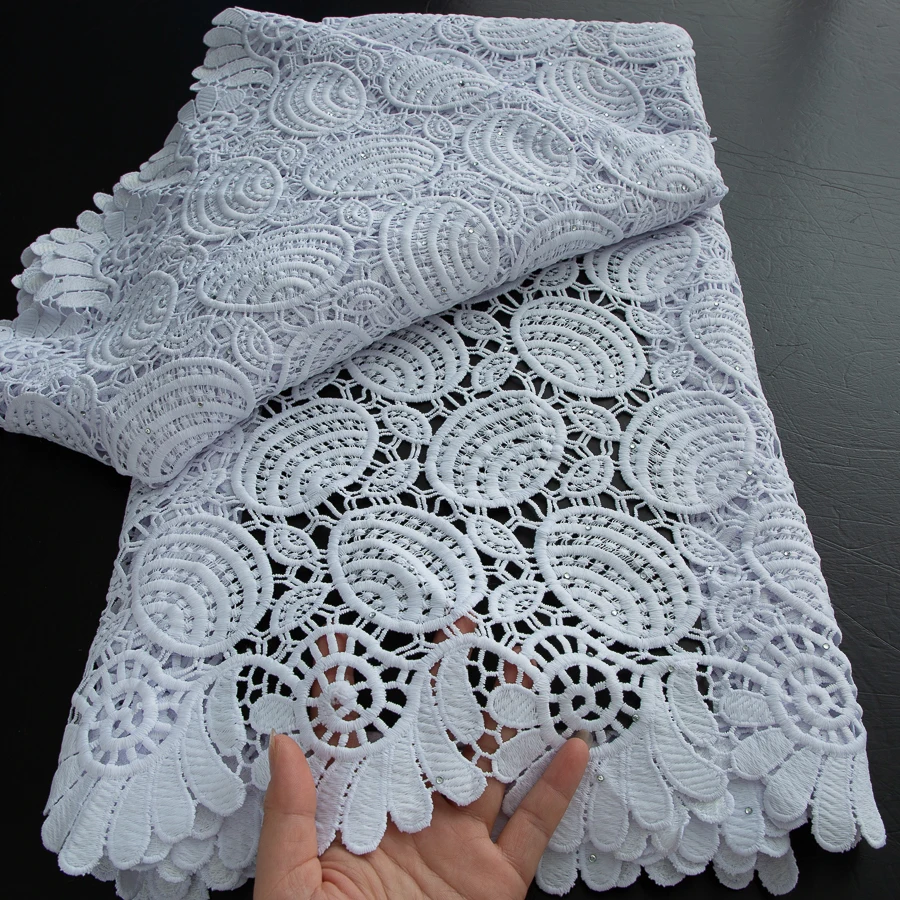 White African Guipure Lace French Water Soluble Lace Fabrics Nigerian Cord Lace Fabric 2025 High Quality 5 Yards For Wedding Sew