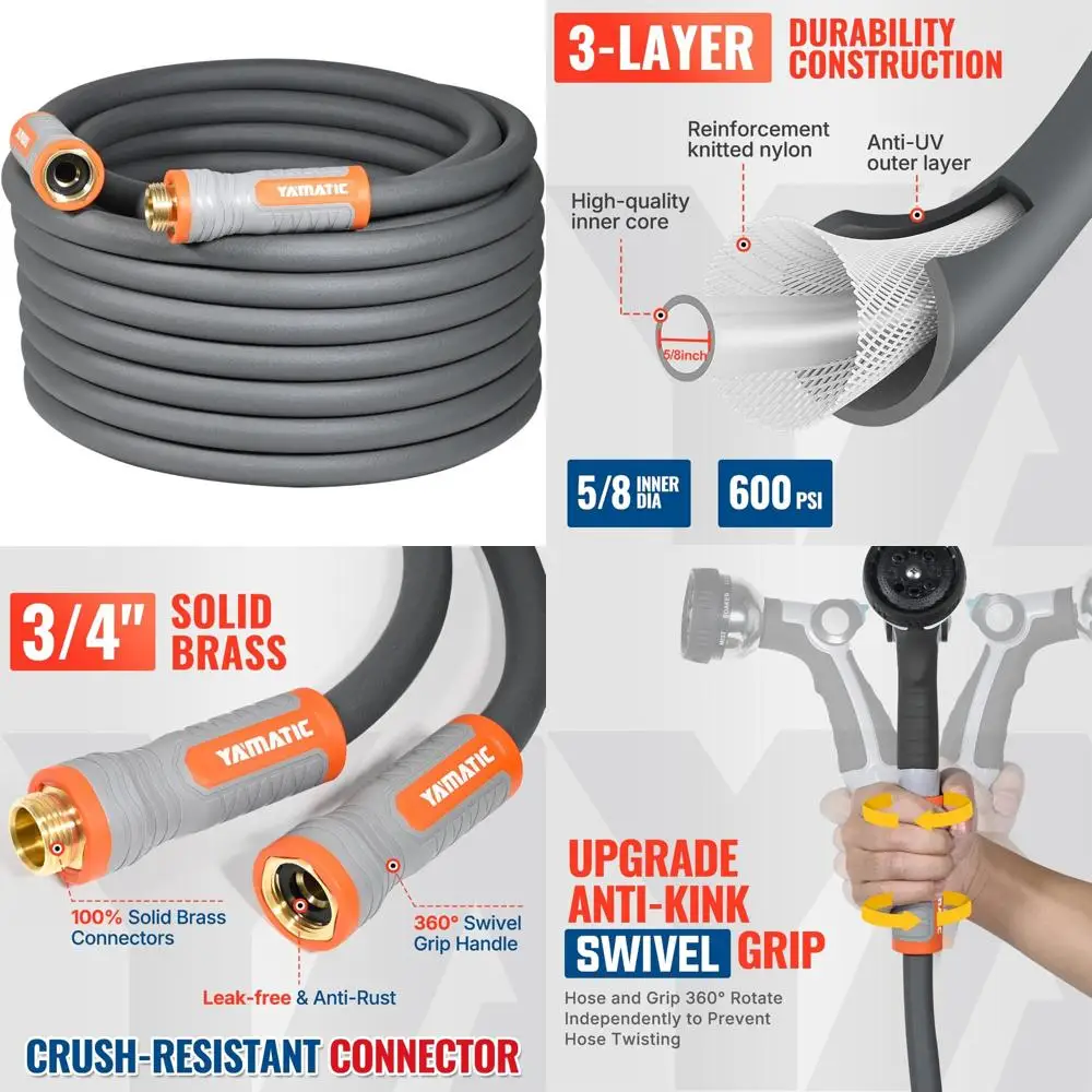 

Super Flexible Heavy Duty Garden Hose 75 Feet, All-weather Lightweight, Burst-Resistant 600 PSI, Swivel Handle for Easy Use