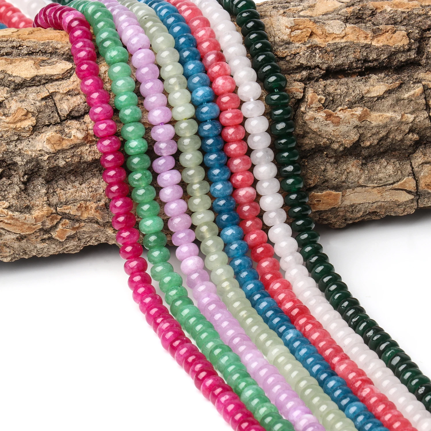 6x4mm Natural Stone Multicolor Rondelle Jade Angelite Loose Spacer Abacus Beads for Jewelry Making DIY Bracelets Necklace 15\'\'