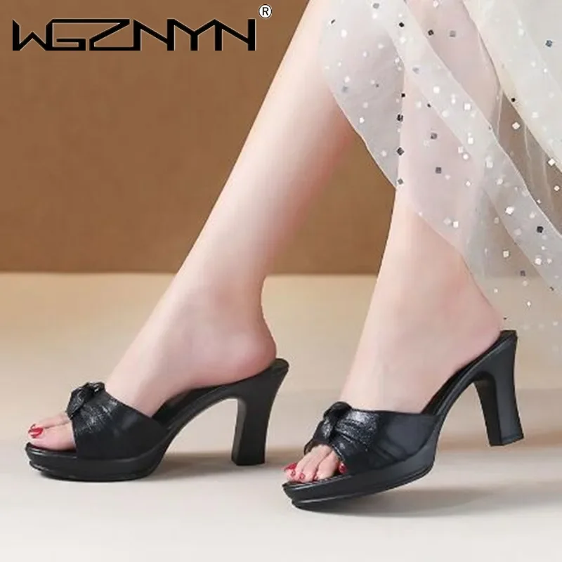 Summer 2024 Woman Shoes High Heels Sexy Block Heel Platform Slippers Women Wedding Shoes Slides Ladies Office Shoes