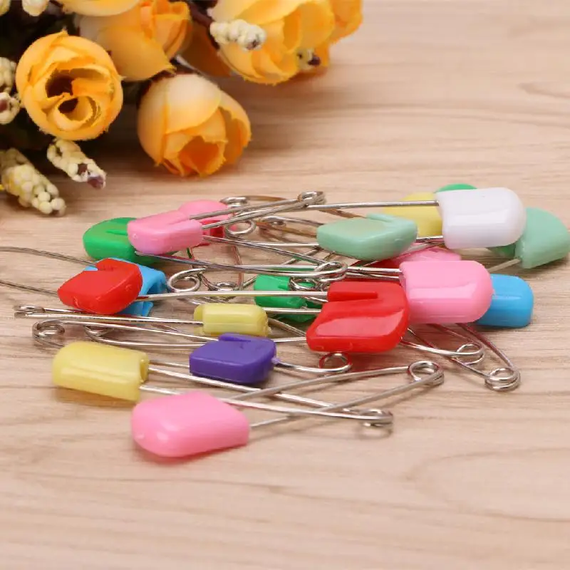 C63B 20Pcs Baby Infant Child Cloth Nappy Diaper Pins Safety Locking Holder Colorful