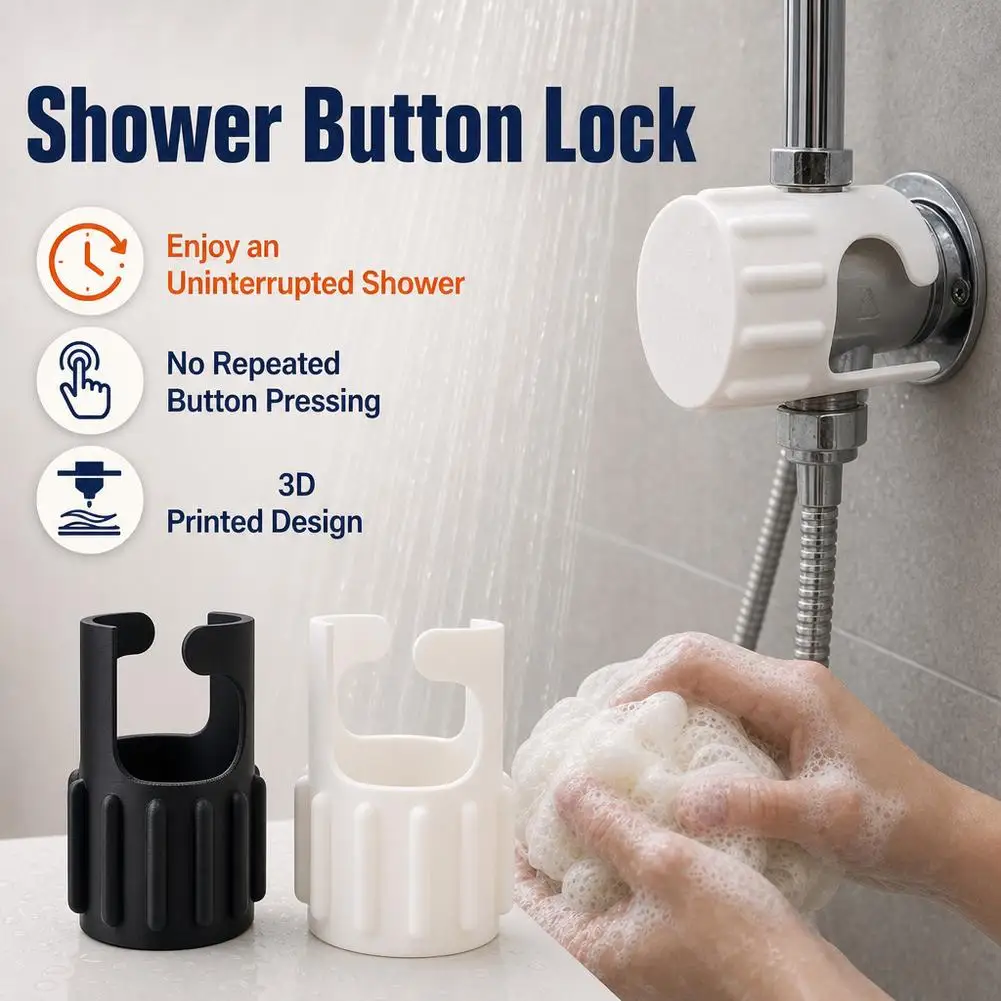 Public Shower Timer Button Holder Waterproof 3D Printed PLA Shower Push Lock Bathroom Simple Push Lock for Gym School Dormitory