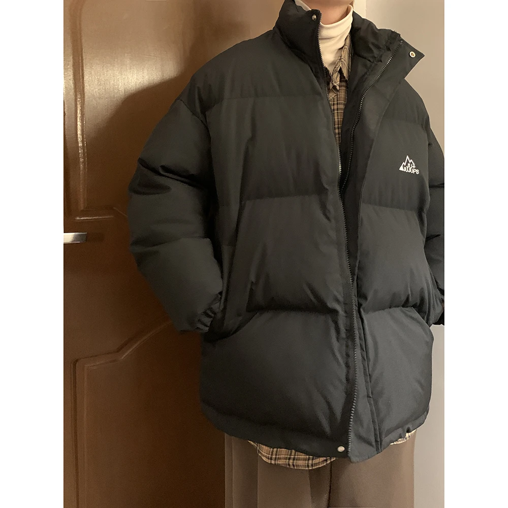 

Зимняя утепленная куртка Bullworld для мужчин: хлопковый пуховик с воротником-стойкой, вышивкой, оверсайз, повседневный, теплый, молодежный стиль