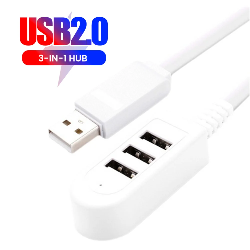 3-in-1 USB2.0 HUB 2.0 2USB Extension Cable HUB Splitter USB 2.0 Hub Expander Power Adapter For PC Computer Accessories
