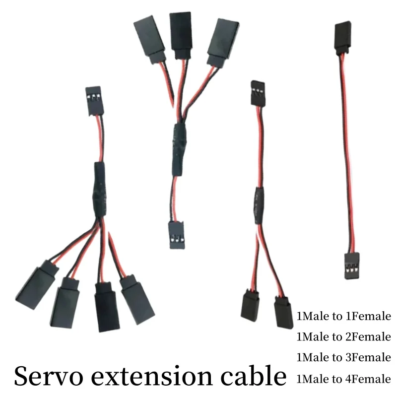 

1PCS 20/30/50cm 1to1/ 1to2/ 1to3/ 1to4 RC Servo Extension Wire Cable Futaba 3 Pin JR Plug Splitters Male to Female for RC Model