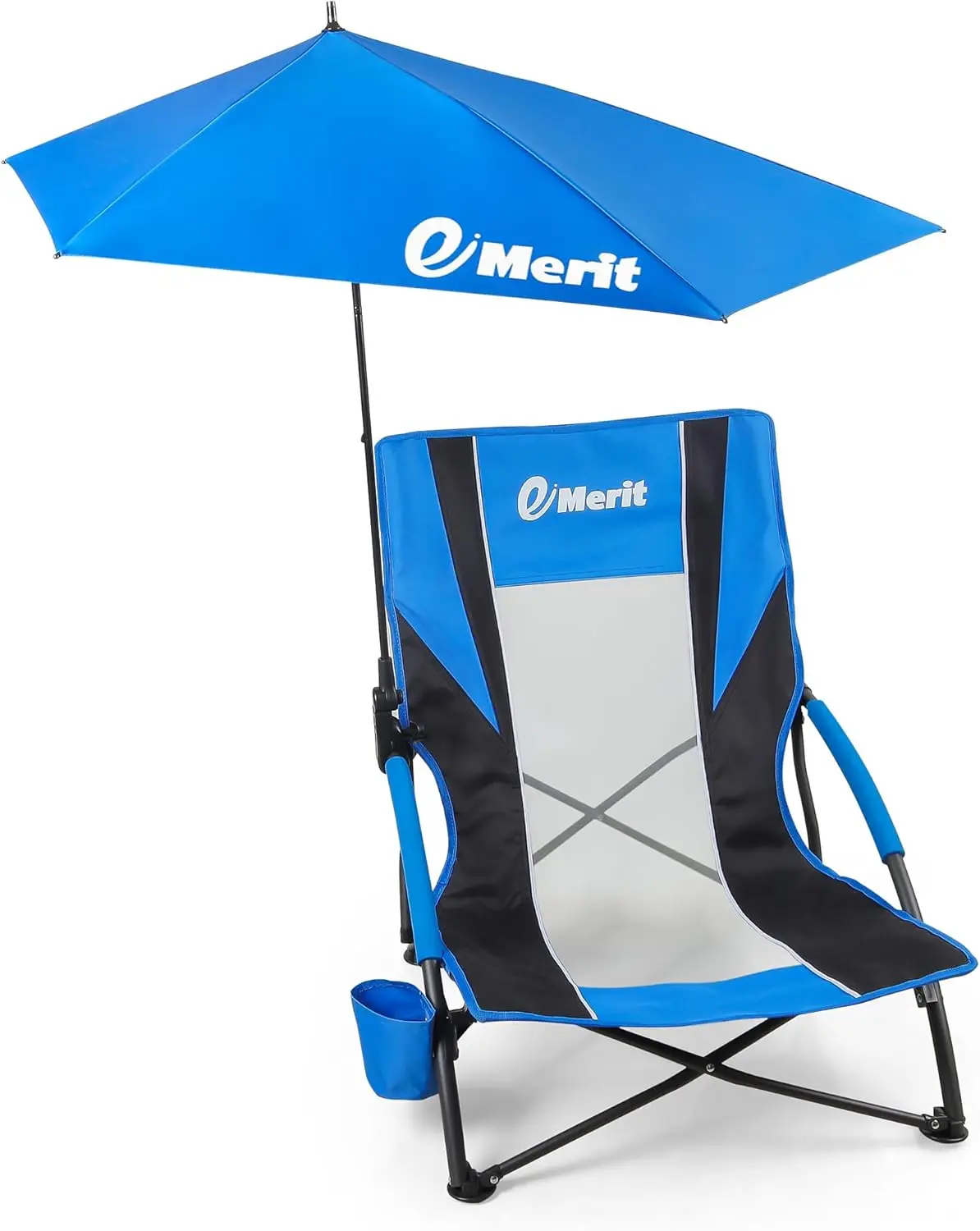 

Low Beach Chair with Removable UPF 50+ Umbrella, Lightweight Folding Backpack Chair for Adults, Cup Holder, Portable Sand Chair for Beach Picnic Lawn