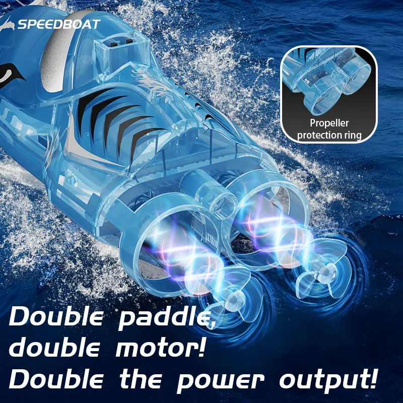 JJRC ฤดูร้อนใหม่ Mini รีโมทคอนโทรลเรือของเล่นเด็กสามารถเปิดตัวหลายคนแข่งน้ําไฟฟ้าเรือความเร็วสูงของขวัญ