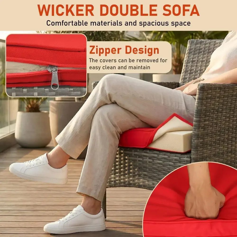 3 Pieces Patio urniture Outdoor Bistro Set Outdoor&Indoor Contion Set Coee Table Chairs Set or 2 with Water-Resistant Cushions o view 5