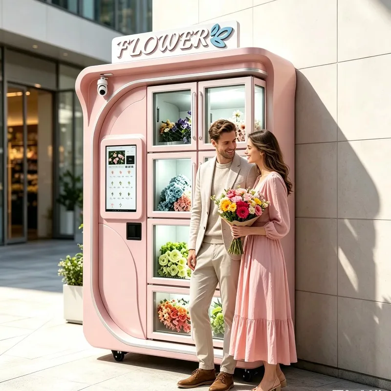 FL Smart Flower Vending Machine Compressor Cooling Touchscreen Display Multiple Payment Options Remote Monitoring Custom Color