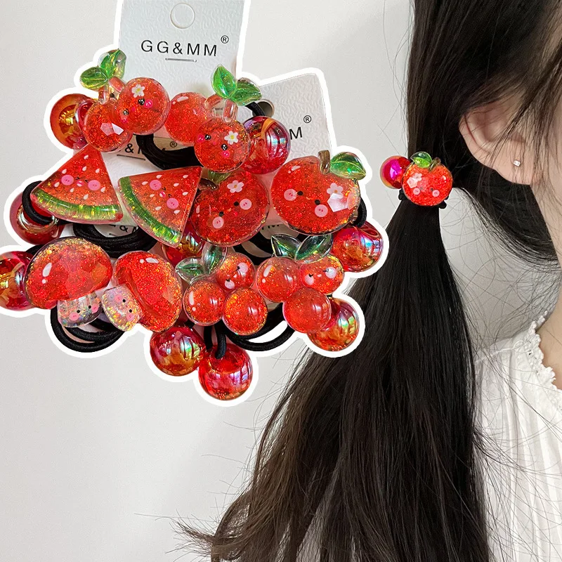 

Красные блестящие эластичные ленты для волос для девочек, милые резинки для волос, аксессуары для волос для детей, детские головные уборы, новинка, 2 шт.