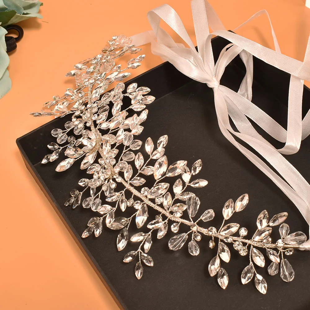 

SDZ080 Rhinestone Bridal Belt Handmade Wedding Dress Belt Woman Sash White Ribbon Bridesmaid Belt Silver Party Accessories