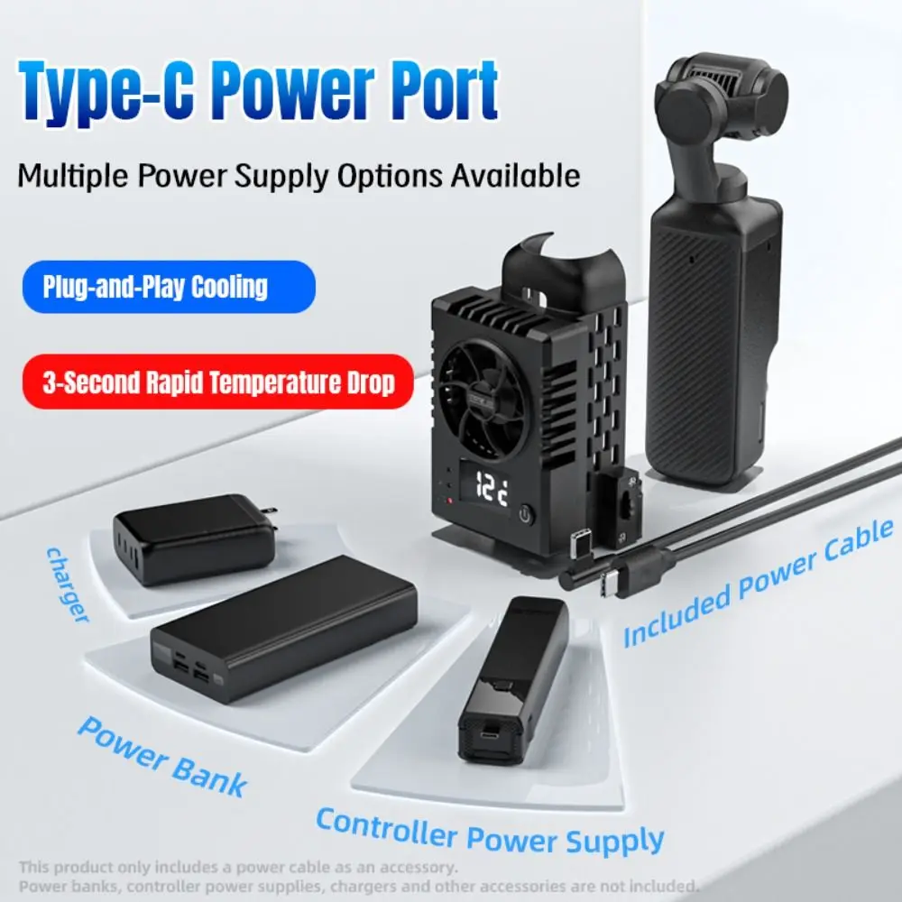 3-Gear Adjustment Ice Core Cooler Radiator Quick Release Protective Heat Sink Silent Cooling Fan for DJI Osmo Pocket 3/4