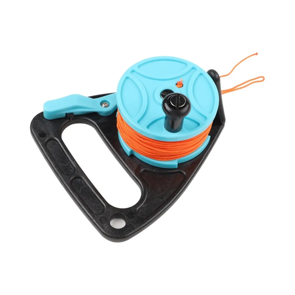 Reel Spool for Scuba Diving with 83m White Orange Line Stainless Steel Clip Large Handle and Finger Controlled Brake System