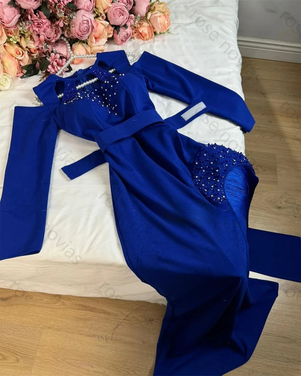 جودة عالية مخصصة أنيقة الطية مطرزة شرابة ألف خط جوهرة ميدي فساتين العودة للوطن جودة عالية الأحجام الكلاسيكية المتاحة #3