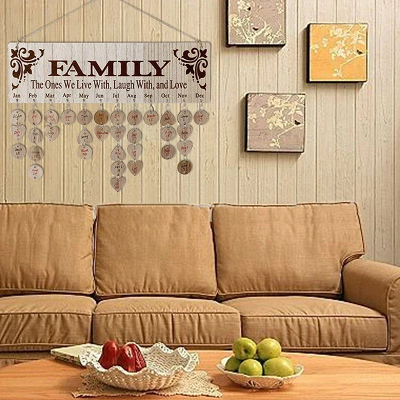 Eid  DIY Decor Wooden Calendar Pendant Family Wedding Birthday Special Days Countdown Reminder Board For Christmas Gifts