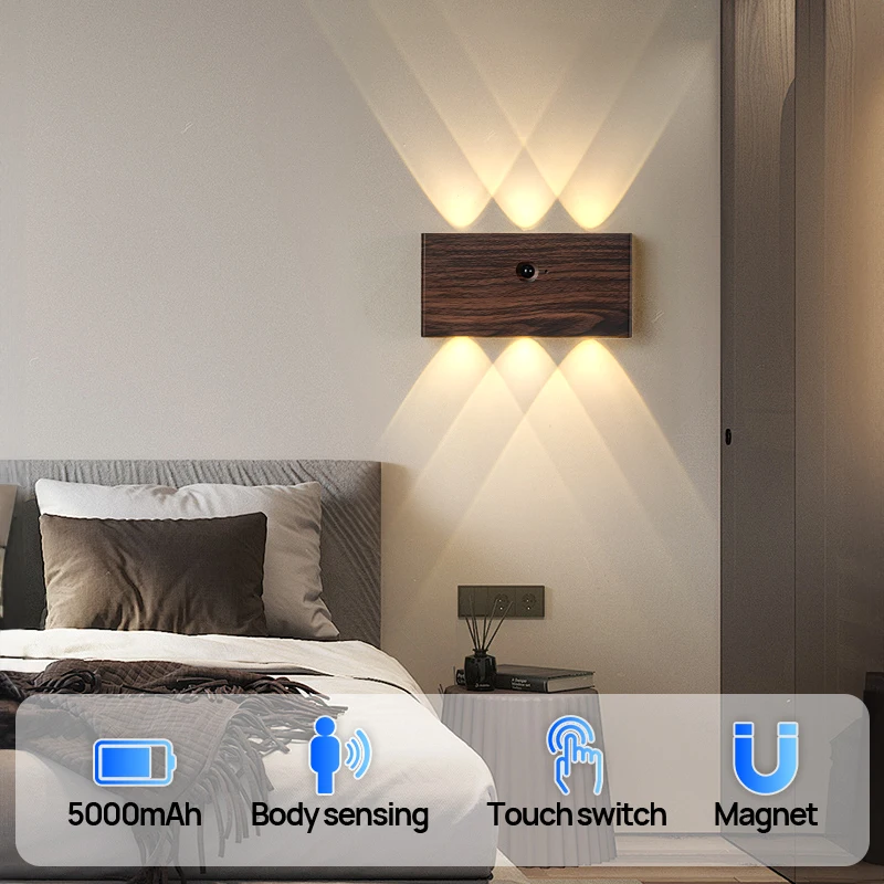 Simplified Design Of 6W LED Human Sensing Wall Lamp With Magnetic Suction Installation 5000mAh Indoor Bedroom Corridor Lighting