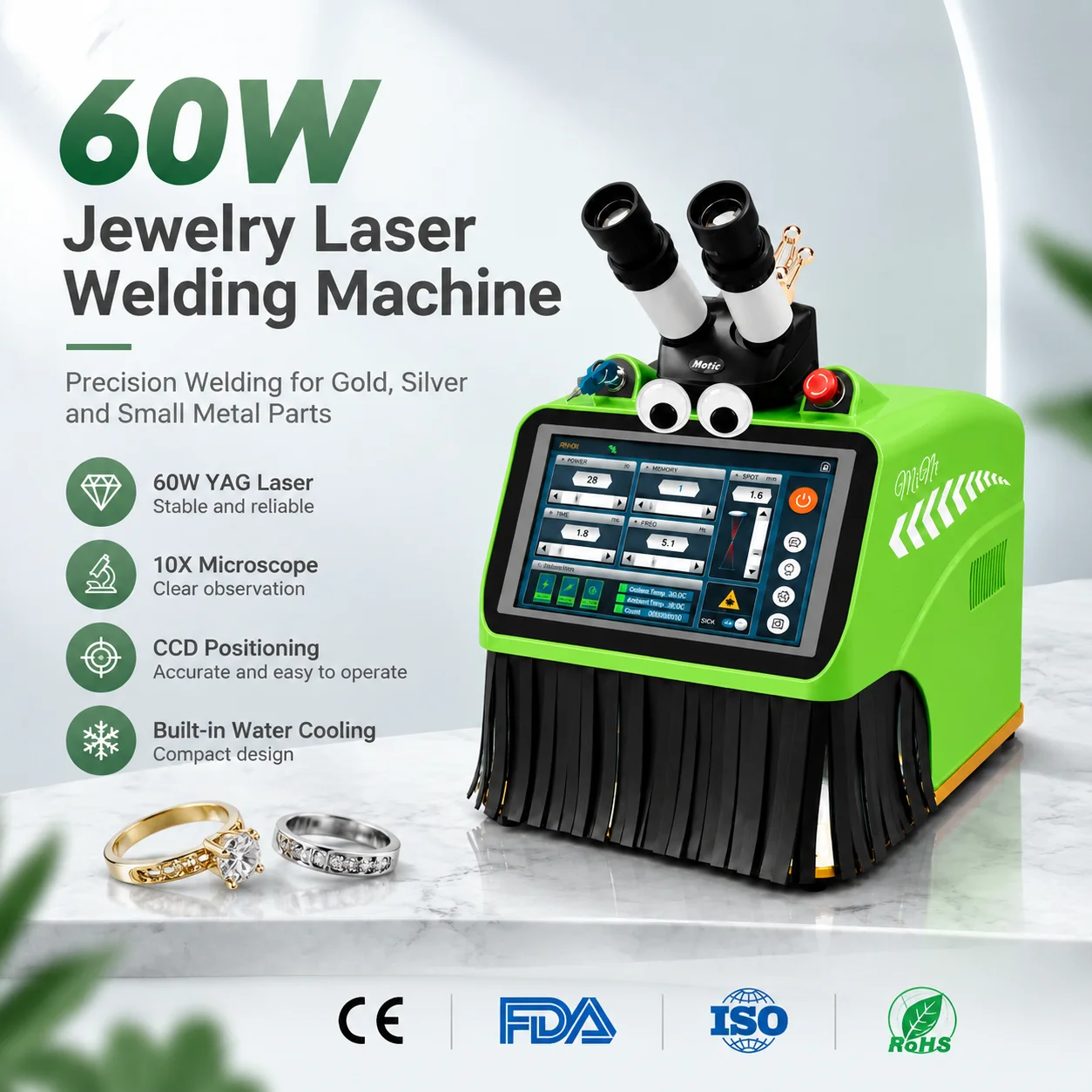 Jewellery Repair Laser Welding Machine 60W YAG Micro Welder For Gold Silver Accessories Ring Chain And Precision Metal Parts
