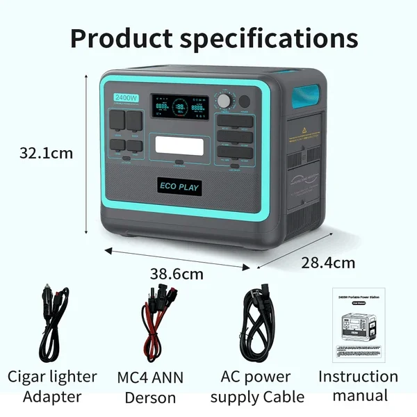 

Portable Power Station; 2048Wh LiFePO4 Battery Backup; 1.8H Fast Charging; 2400W AC Outlets(4800W