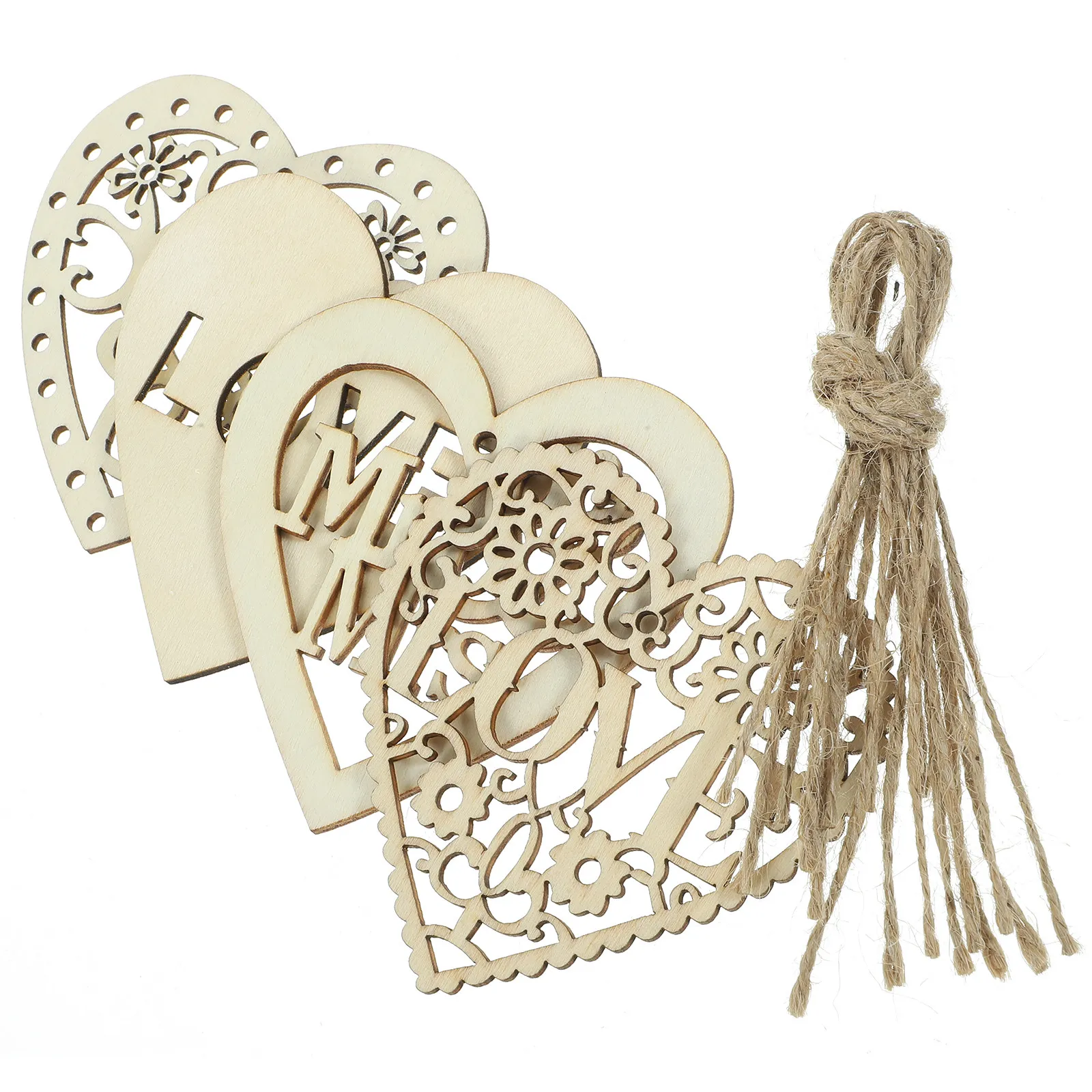 Art And Craft Valentine - 4 набора деревянных сердечек-украшений, простые деревянные