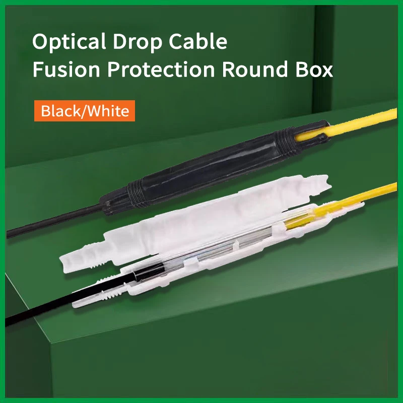 50Pcs/100Pcs Fiber Optic Fusion Protection Round Box Black/White  for Drop Cable Optic Fiber Fused Rounde