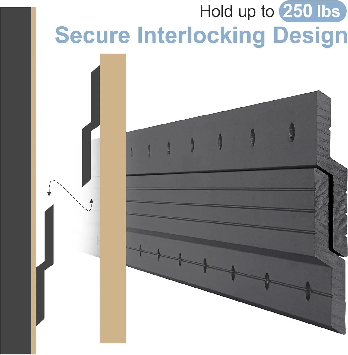 شماعة المربط الفرنسية شديدة التحمل مقاس 41 بوصة - دعامات مشابك Z من سبائك الألومنيوم أجهزة تركيب المرآة الثقيلة تحميل 250 رطل Interlockin