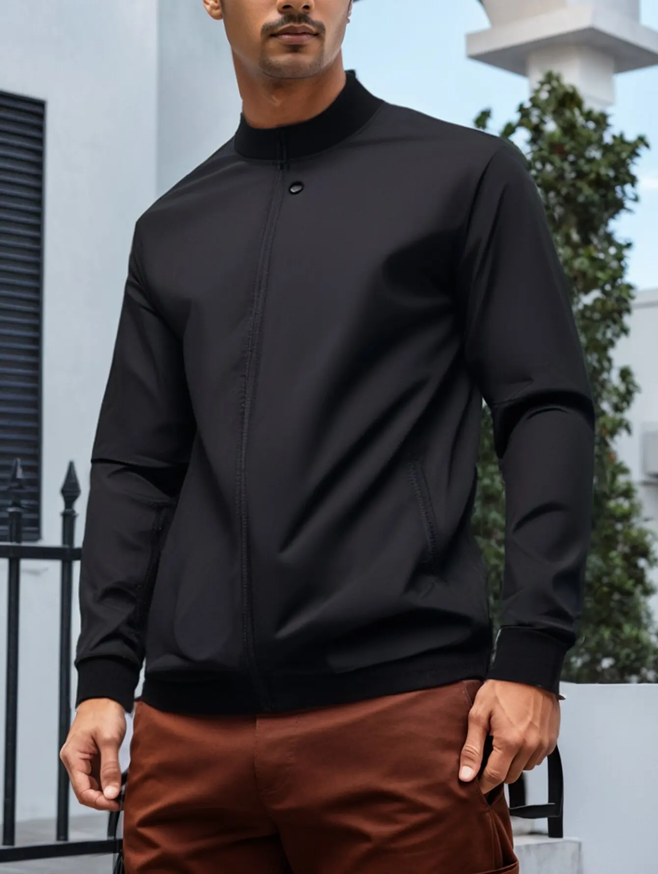 

Новинка 2025, мужская куртка-пилот, весенне-осенняя модная повседневная брендовая одежда больших размеров, однотонное спортивное пальто на молнии