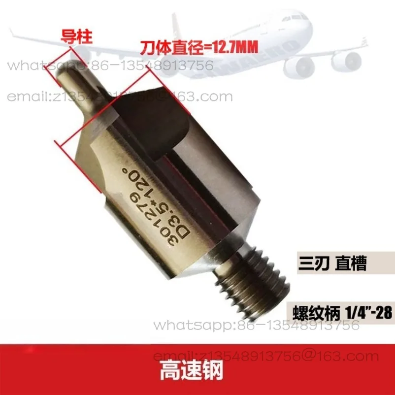 航空ガイドポスト用スクラッチカウンターサンクヘッドリベット、リーミング加工、コバルト含有高速鋼製ネジ付きシャンク