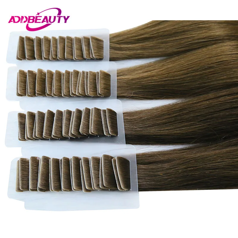 Addbeauty Skin Weft Hair Extension Straight Brazlian Human Hair Extensions 2.5g/pc 40pcs Virgin Human Hair Tape in Fusion Hair