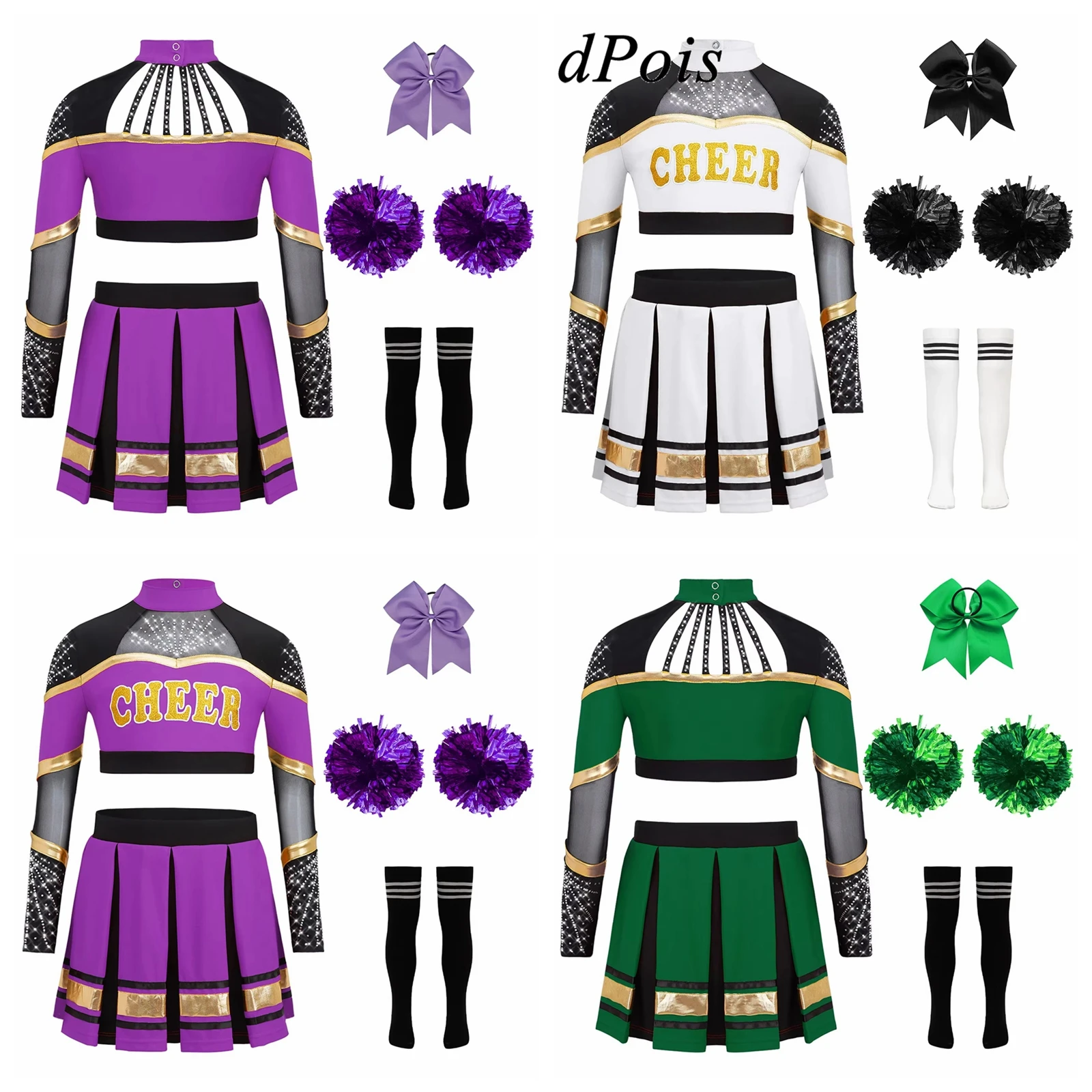 Mädchen-Cosplay Cheerleading-Uniform Jubelteam-Set Mädchen-Cheerleader-Kostüm Cheerleader-Set Cheer-Tanz-Outfits Tanzbekleidung