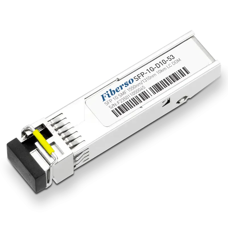 

Fiberso Compatible 1000BASE BiDi SFP Module LC 10KM 1550/1310nm SM Fiber Optical Transceiver for Network Communication