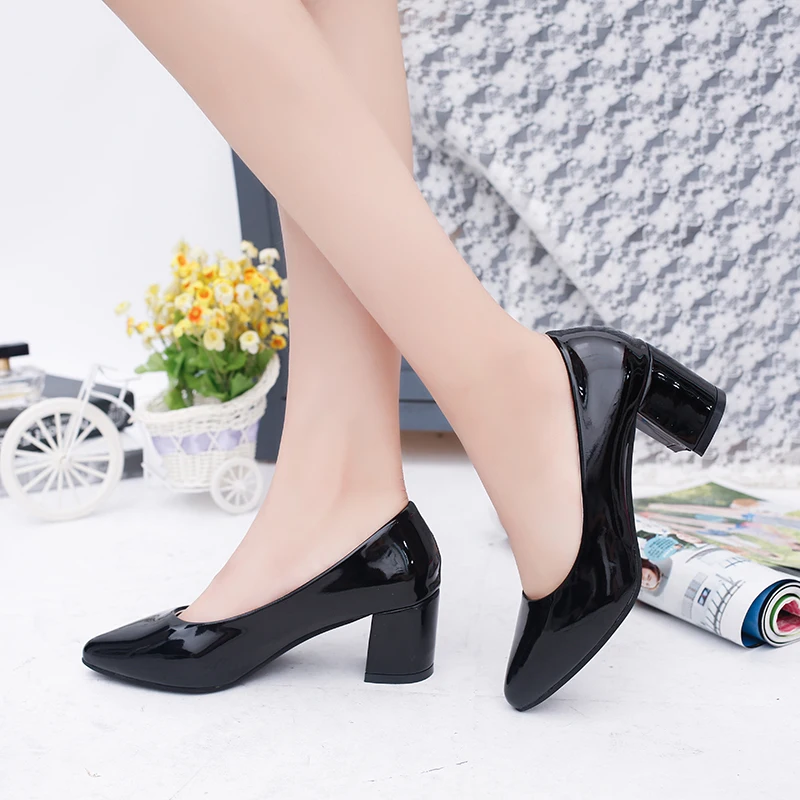 Female Shoes on Sale 2023 Summer New Women\'s Pumps Comfortable Shallow Office Ladies Shoes Sexy Pointed Toe Chunky Heels Shoes