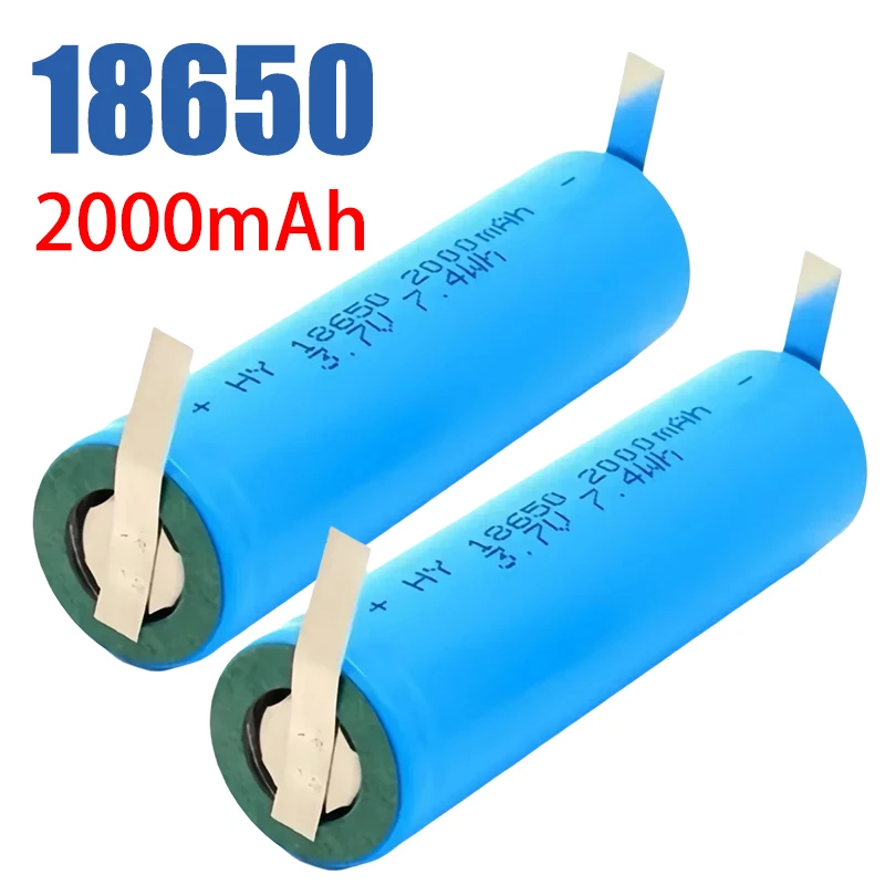 3.7V 2000mAh 18650 Batteries rechargeables avec feuille de Nickel pour lampe de comptoir lampe de poche écouteurs aspirateurs Radio