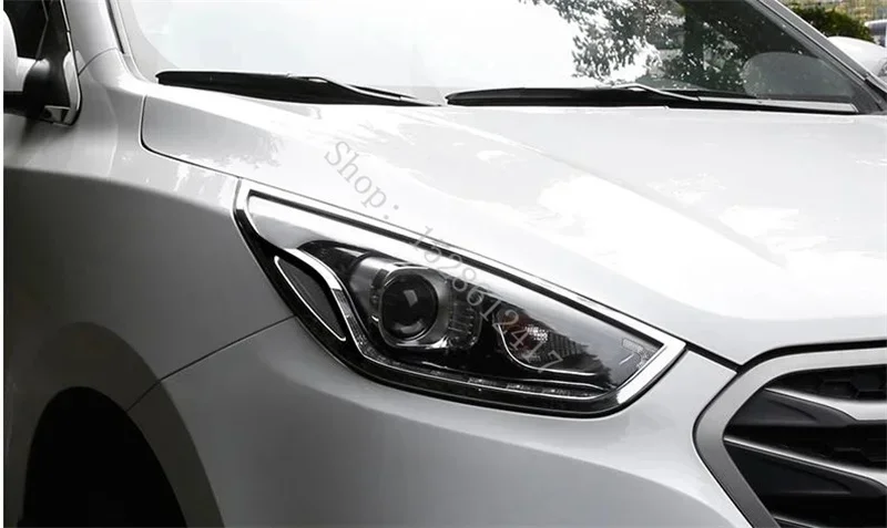 For Hyundai IX35 2010 -2013 2014~2016  Exterior ABS Chrome Front Light Lamp Cover Headlight Covers Car Accessories styling