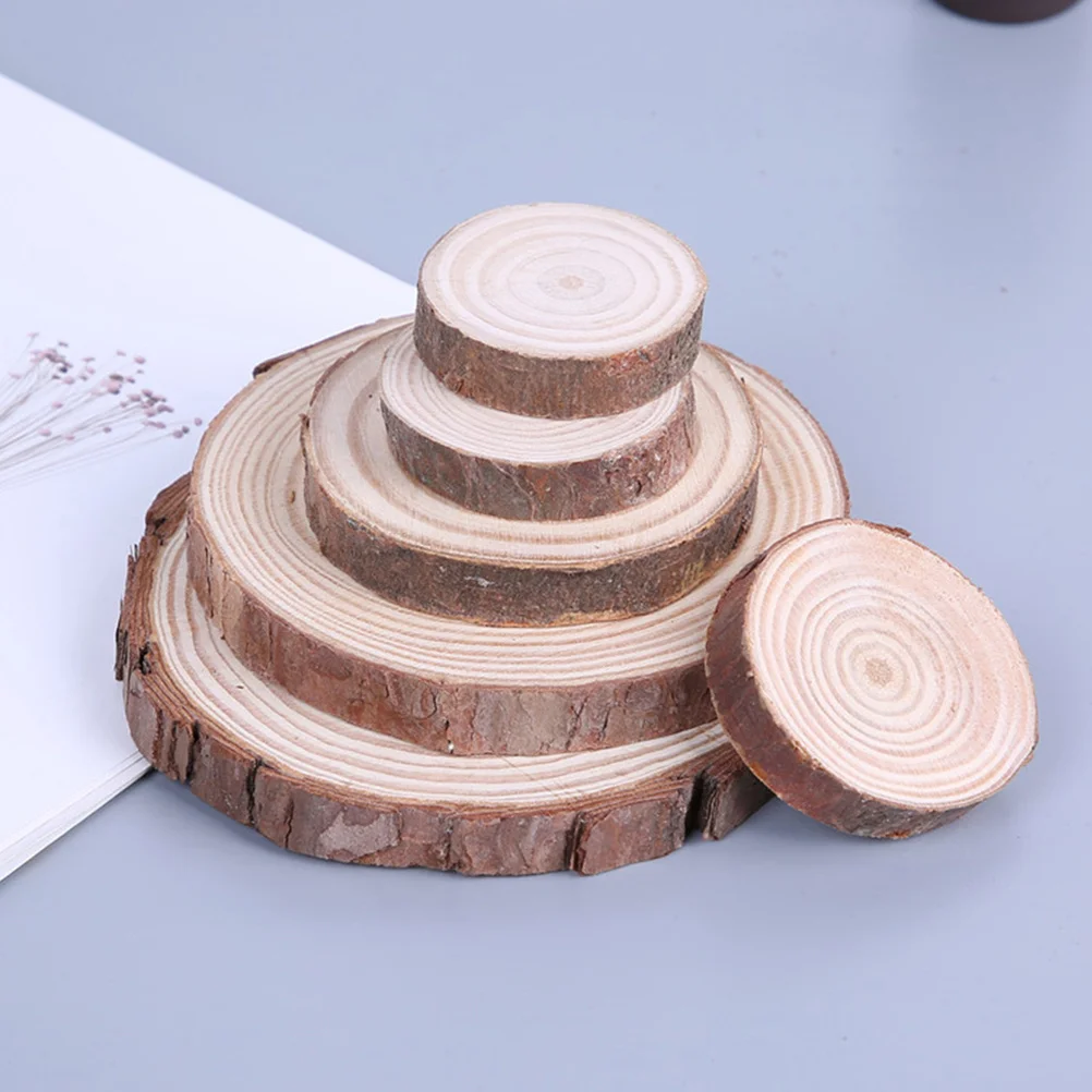 

5Pcs Pine Wood Slices Natural Round Discs for DIY Craft Decorative Wooden Circles Photo Prop Rustic Party Supplies Christmas