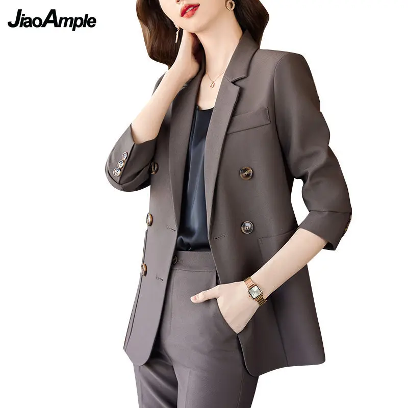 Women\'s Spring Autumn Professional Suit Jacket Matching Set Korean Elegant Casual Blazers+Pants Two Piece Female Trousers Suit